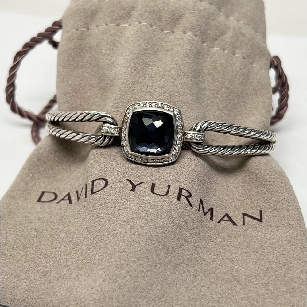 David Yurman Black Orchid Diamond Albion Double Cable Bracelet .925 - Picture 2 of 9